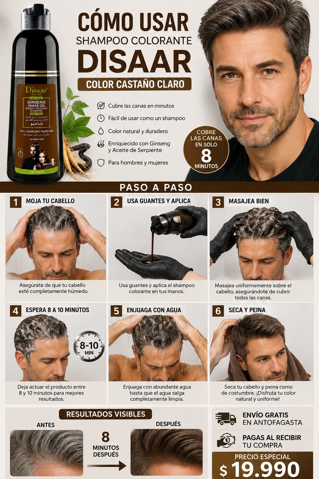 Shampoo pinta Canas Dissar Castaño