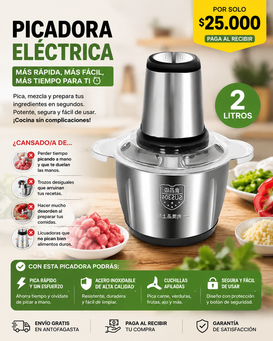 Picadora Eléctrica de 2 Litros
