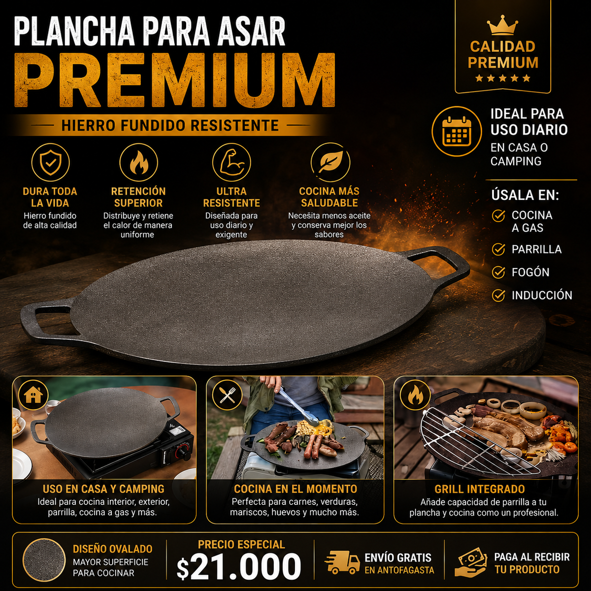 Plancha 39cm Antiadherente hierro