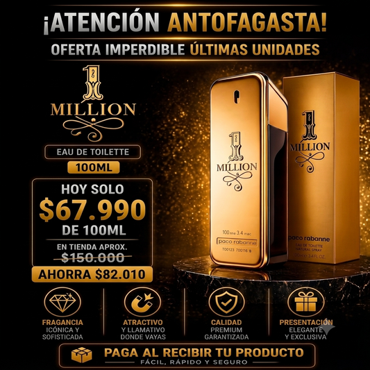 PERFUME ONE MILLION PARFUM HOMBRE 100 ML – Fragancia hombre moderna y versátil de perfumería .