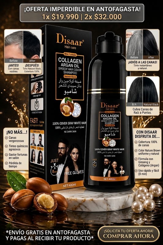 Shampoo cubre Canas Disaar  Color Negro  para cabello