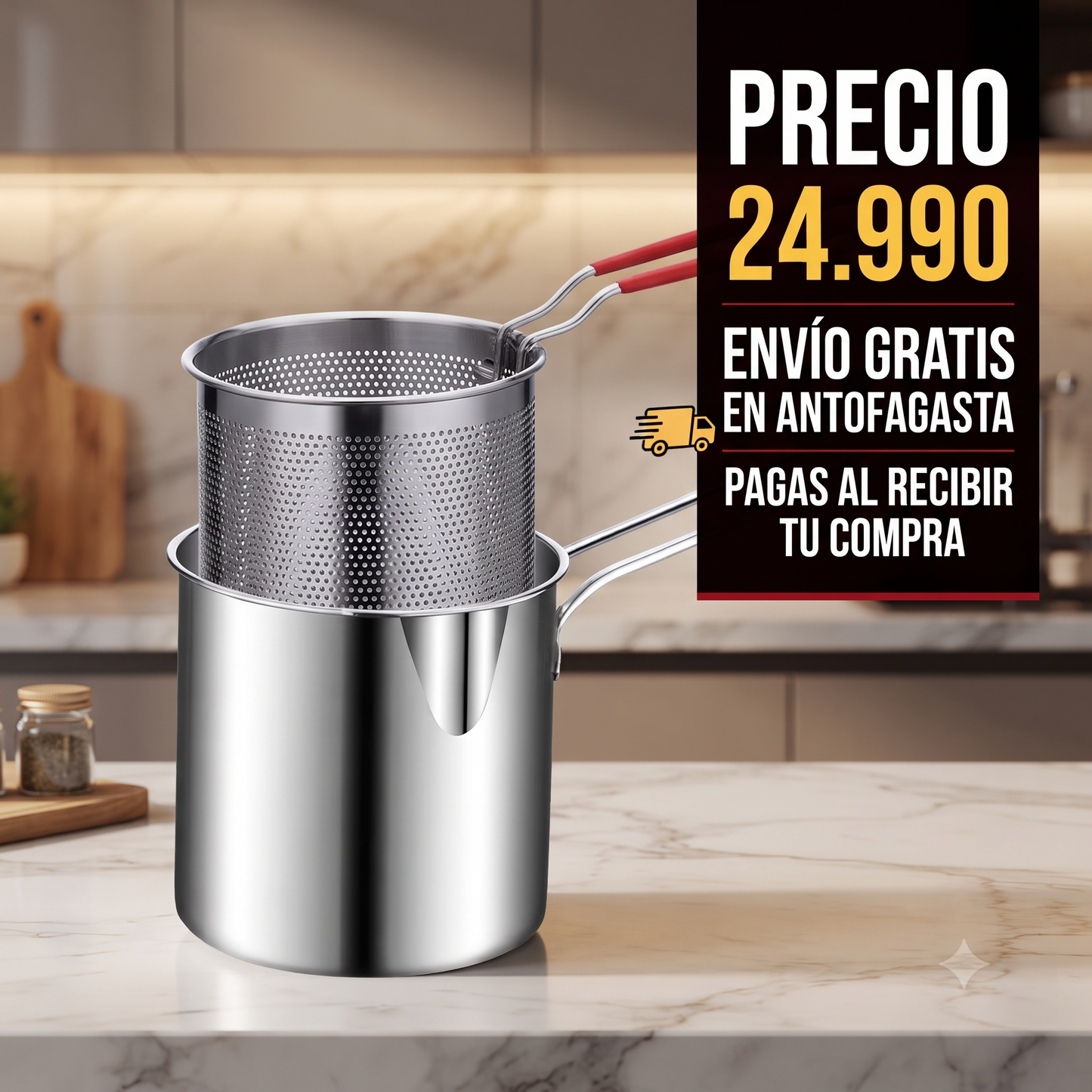 ChefPro Olla acero inoxidable para freir multiuso