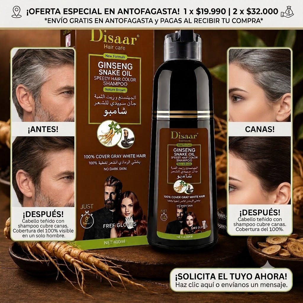 Shampoo pinta Canas Disaar color Castaño claro con Ingredientes naturales